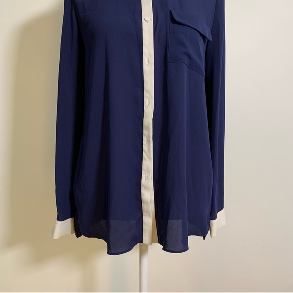 Navy blue Chiffon Summer Blouse from Korea - Picture 3 of 9